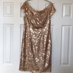 JS Collection Size 12 Rose gold sequin dress.